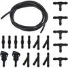 CTRICALVER Windshield Washer Hose Connector 5m Car Windshield Wiper Fluid Hose Band 15 Pieces Black IT Splitter Connector 2 Pieces Washer Nozzles Kit,
