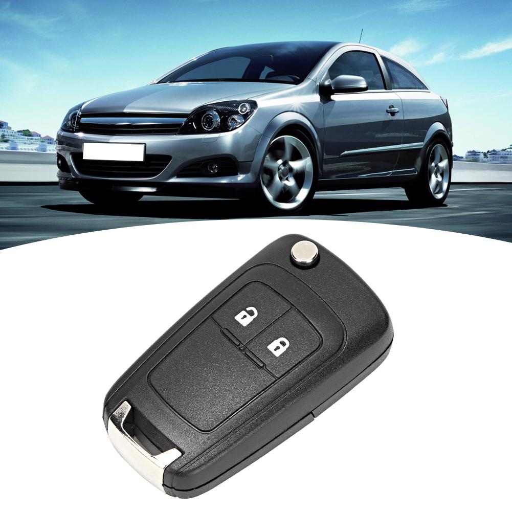 Black 2 Buttons Flip Car Key Fob Case Shell Replacement Accessory Fit for Opel