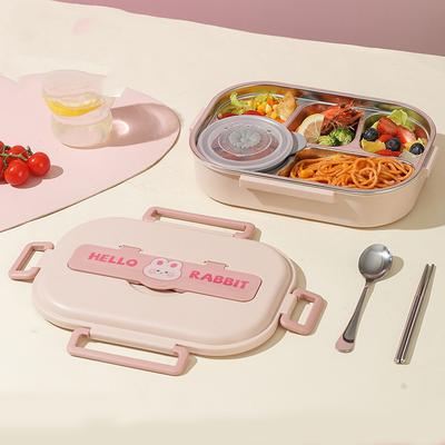 Stainless Steel Bento Box Microwave Safe 850/1500ml Leakproof Sealed Food Container Easy To Clean Rabbit 2/4/5 Grids for Lunch