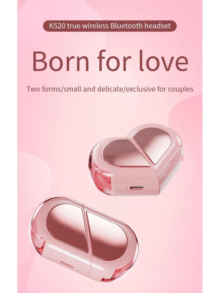 Heart-Shaped K520 Rotatable Bluetooth 5.4 TWS Headset - Deformable Dual Model