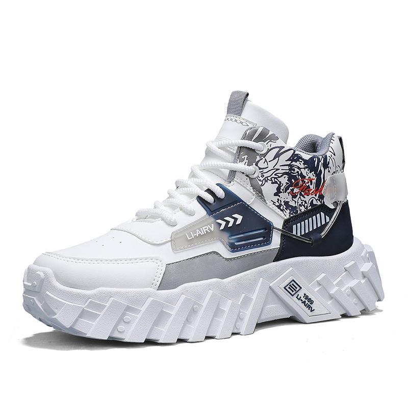 

Sneakers for Men High-top Flat Comfortable 2026 Autumn New White Sneakers Thick Soled Casual Trendy Sports Shoes for Men 44