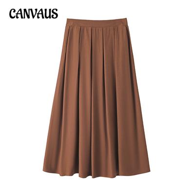Dámská sukně plus size s vysokým pasem, plisovaná, áčkového střihu, poloviční délky, v ležérním stylu, novinka pro jaro a podzim, sukně s elastickým pasem
