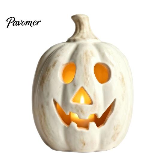 Glow in the Dark Pompoen voor Kinderen Halloween Kaarsenhouder, Hars Lantaarn Theelicht Houder met Attente Geschenken Uitgesneden Gezicht Herfst Boerderij Tafel Schoorsteenmantel