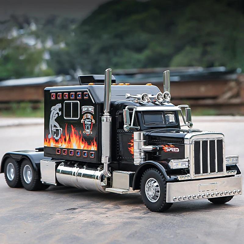 1:24 Trattori Peterbilt 389 Camion Lega Giocattolo Modello Auto Ruote Sterzo Suono e Luci Giocattolo per Bambini Collezionabili Regalo di Compleanno