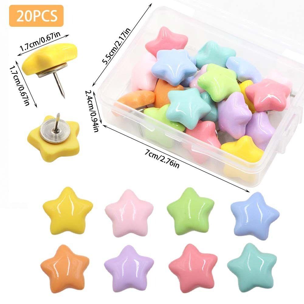 20/50Pcs DIY Star Shape Pushpins Macaron Blackboard Push Pins Portable Decorative Studs Corkboard