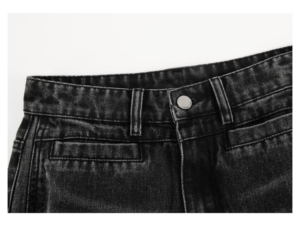 High-Waisted Wide-Leg Black Jeans for Women - Spring Retro Style, Loose Fit, Slimming and Versatile, Size 26.
