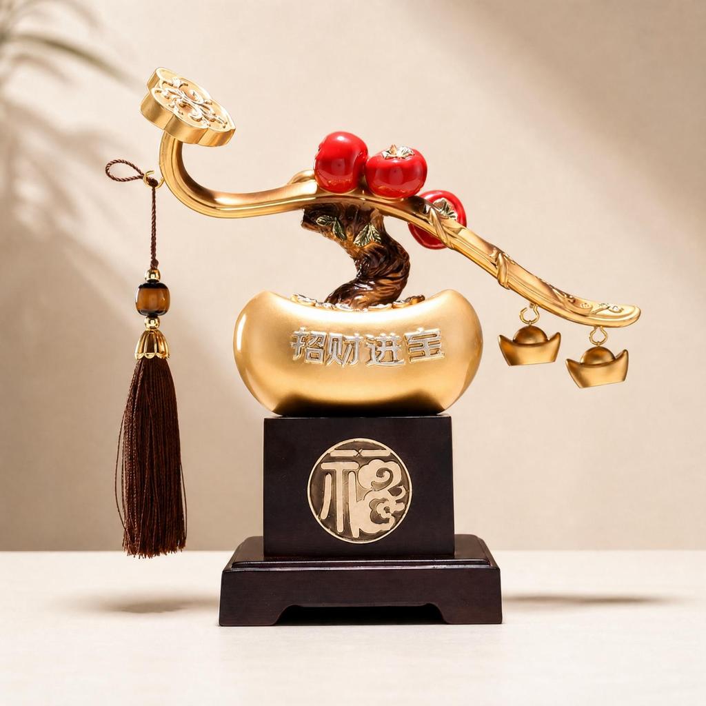 Decorative Branch Auspicious Persimmon Ornament with Tassel Chinese Style