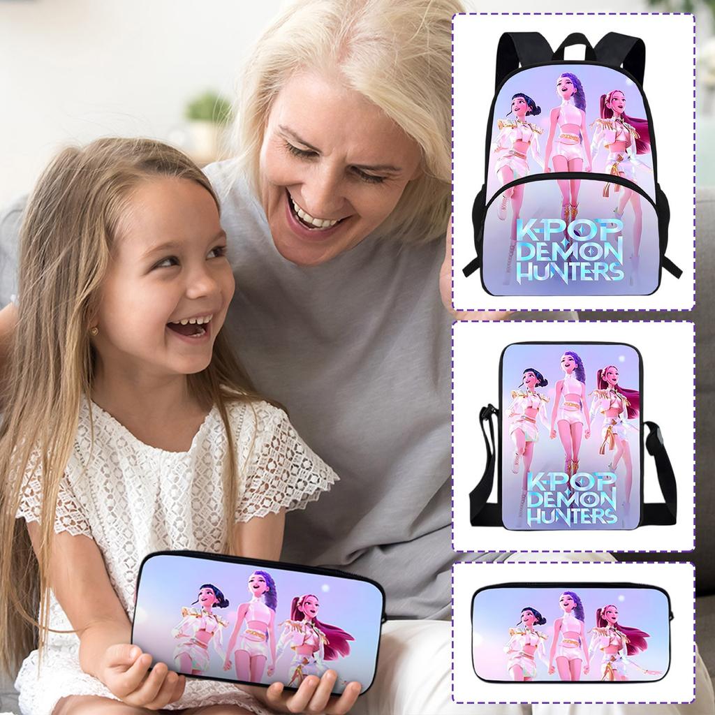 Girls Backpack Primary School Student Backpack Printed Children's Bag Shoulder Bag Pencil Case Three-piece Set