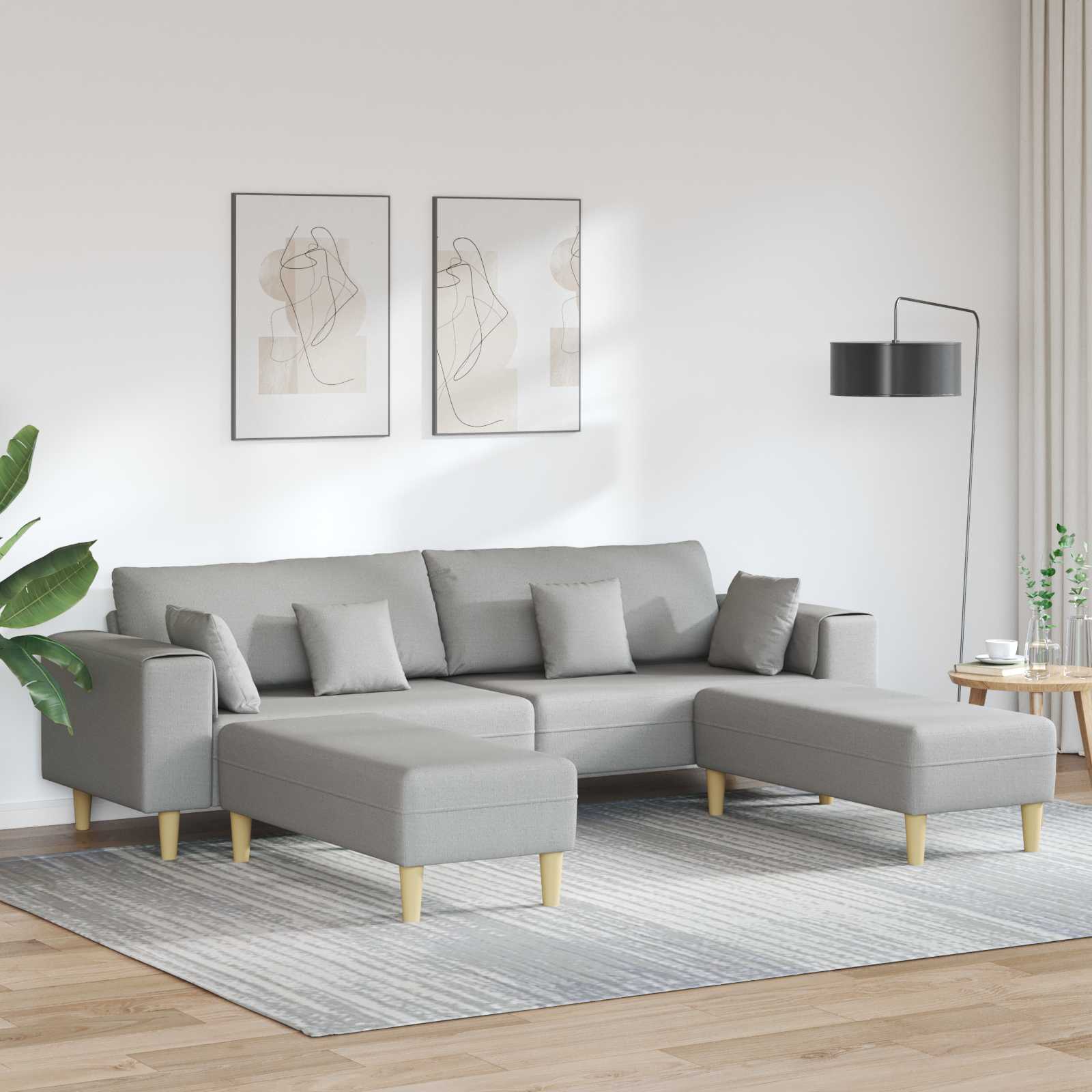 3-teiliges Sofa Wolkengrau 250 x 188 x 76 cm Stoff