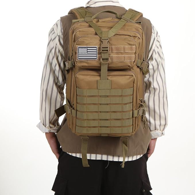 [Panavage] 45L Military Backpack, Waterproof, Large Capacity, Rucksack for Men and Women  MOLLE System, Water-Repellent, Hiking, Camping,