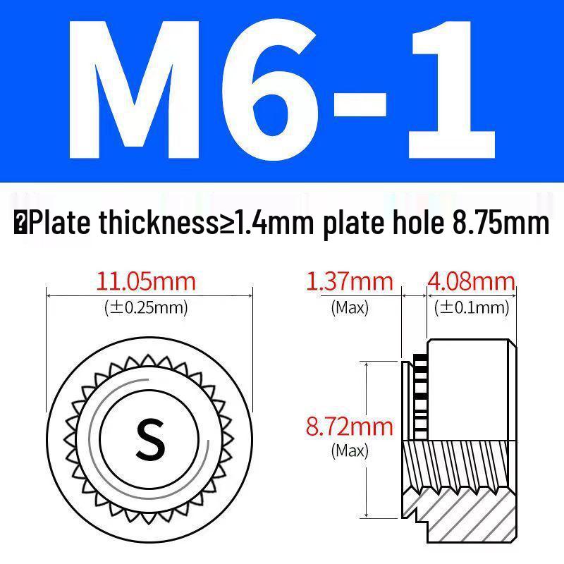 Verzinkte selbstsichernde Muttern, unverlierbare Muttern M3-M12, Einbaumuttern und Einpressmuttern