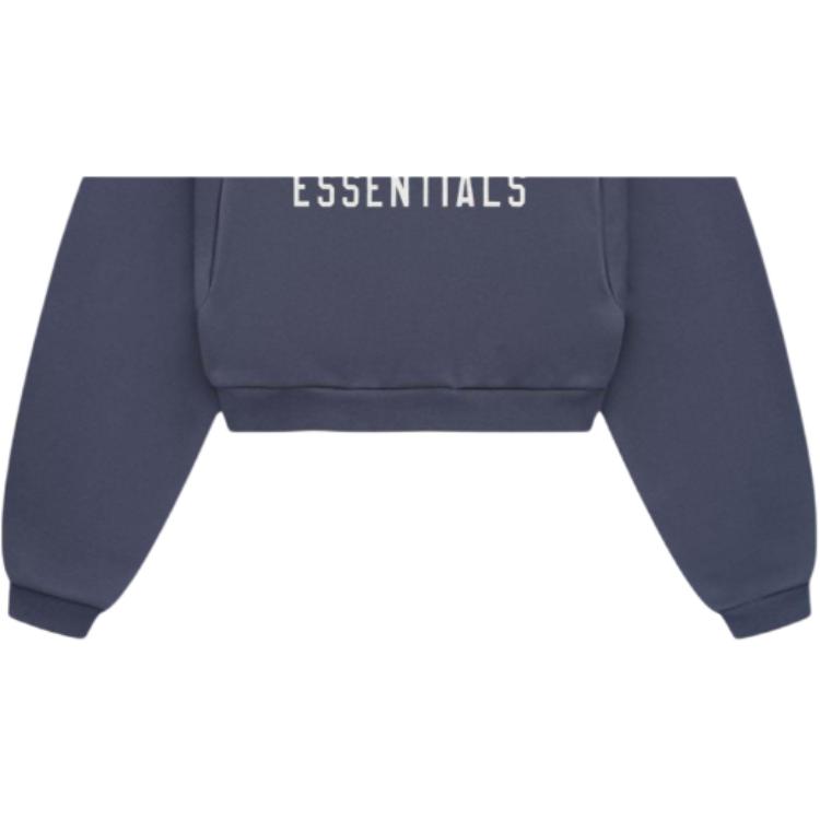 Fear of God Essentials Fleece Cropped Hoodie Marine Women Tops Blue 192HO247354FW