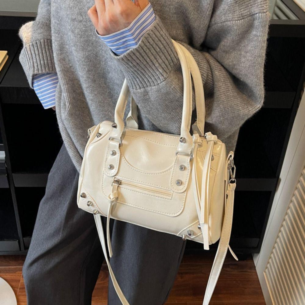 Punk Retro Underarm Bag Vintage Pillow Handbag Fashion Boston Bag  Travel