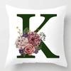 Grüner Buchstaben Floral Kissen Druck Kissenbezug Zuhause Schlafzimmer Zimmer Dekoration Wohnzimmer Sofa Kissenbezug 45x45cm