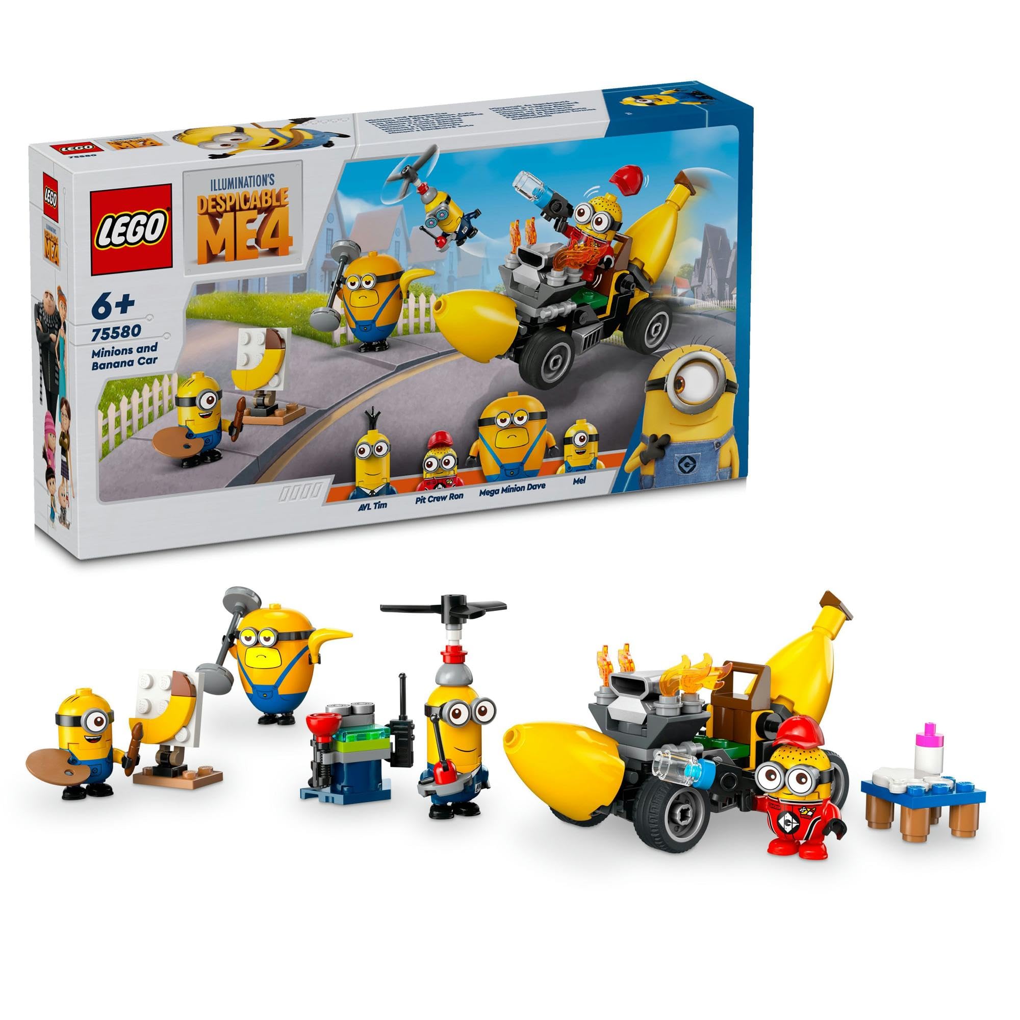 LEGO Миньоны Миньоны и Бананомобиль Игрушка - Подарок на День Рождения, Конструктор, Развивающая Игрушка для Девочек и Мальчиков, Возраст 6, 7, 8, 9, Транспортное Средство, Машина, Миниат