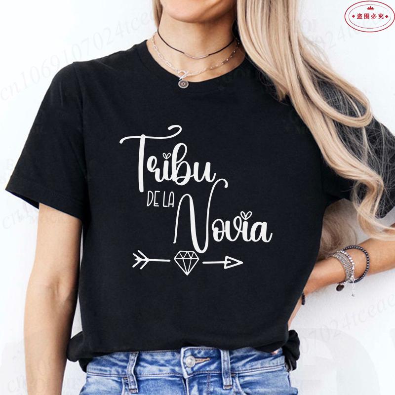 Mode Spansk Team Bride Squad T-shirt Möhippa Bröllop Y2k Toppar Kvinna Möhippa T-shirts Kortärmade Skjortor
