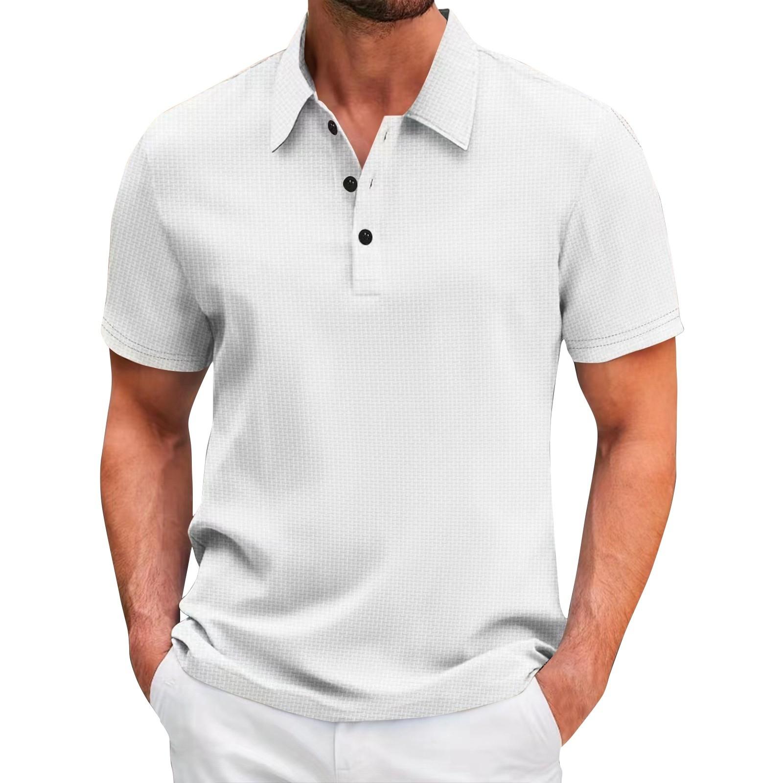 

Мужская весенняя однотонная рубашка с коротким рукавом и лацканами, мужская повседневная модная рубашка XL белый