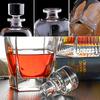 Glass Decanter with Airtight Geometric Stopper - Whiskey Decanter for Wine, Bourbon, Brandy, Liqueur, Juice, Water, and Mouthwash - Italian Lead-Free