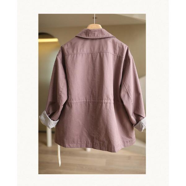 Neformální volná větrovka pro ženy jaro a podzim s klopovým límcem ve větších velikostech, oblečení pro matku středního věku