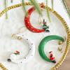 Yousheng Christmas Pendant Moon Shape Design Christmas Elements Snowman Santa Claus Elk Hanging Pendant Holiday Atmosphere Ornament