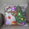 LED Light Christmas Cushion Cover Short Plush Elk Throw Pillow Case for Sofa Luminous Santa Clause Printed Pillowcase Home Decor