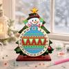 Creative Christmas Gift DIY Rhinestone Painting Countdown Calendar, 25 Days Rotating Penguin Ornament Tree Advent Wooden Tabletop for Holiday