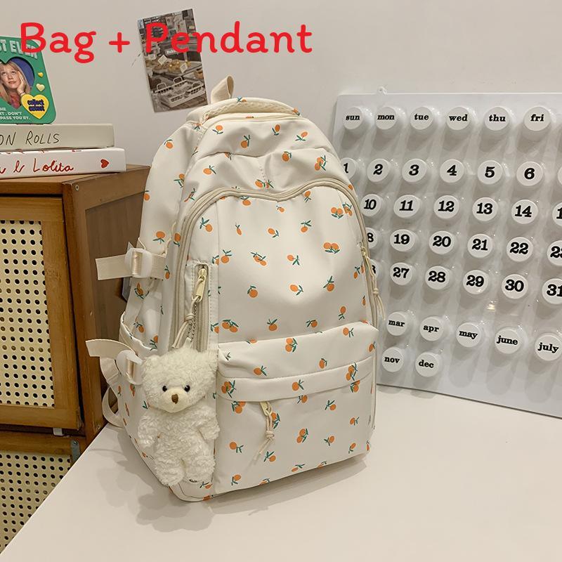 Stilfull Blomstret Ryggsekk For Jenter Nylon Skoleveske Med 14-tommers Laptop-oppbevaring