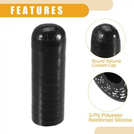 Bouchon de radiateur universel en silicone 10 mm 0,39" ID Bouchon d'extrémité de durite à vide d'admission Noir