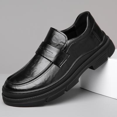 Mocassins Clássicos de Marca para Homem com Sola Grossa Retro Marrom Escritório Negócios Sapatos de Trabalho Sapatos Formais de Banquete para Homem Aumentando a Altura