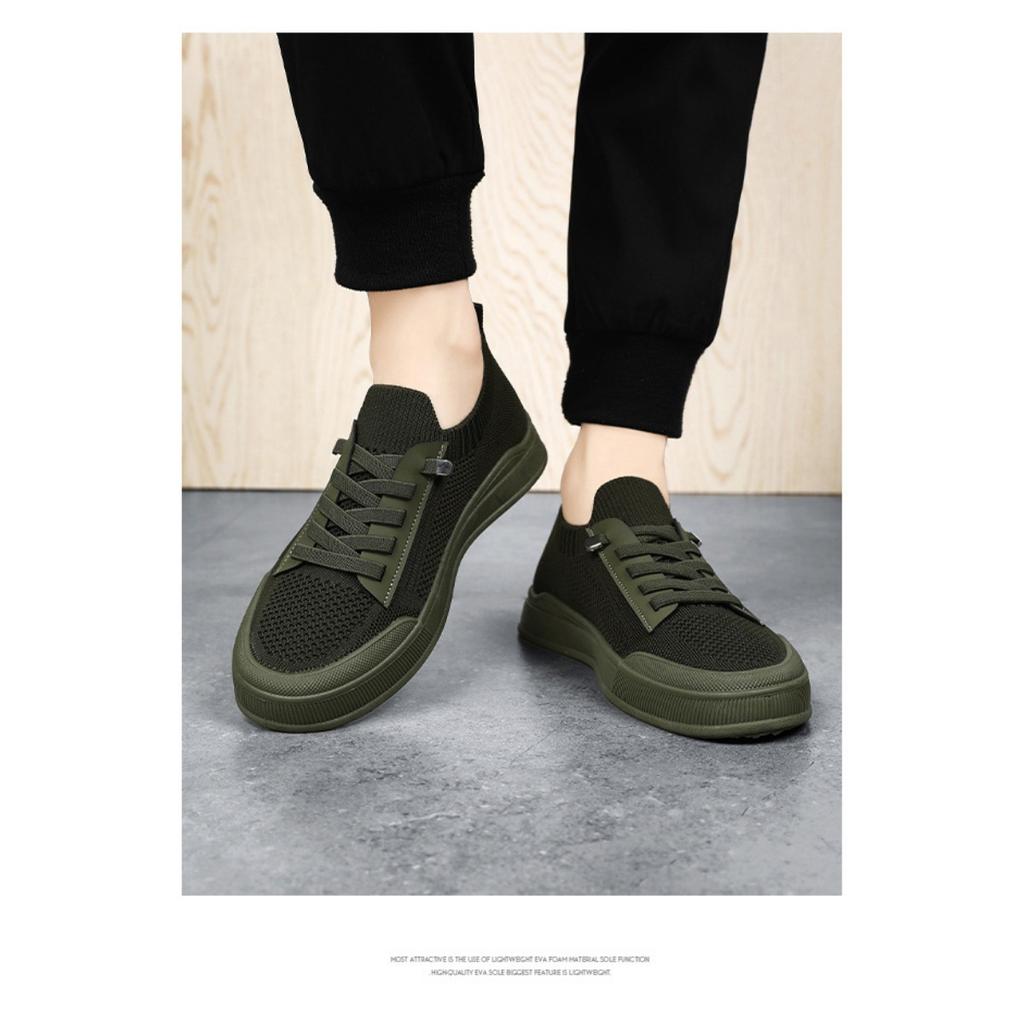 Men's New Fashionable Casual Shoes, Fly Woven Mesh Panel Shoes, One Foot Soft Soled Flat Shoes