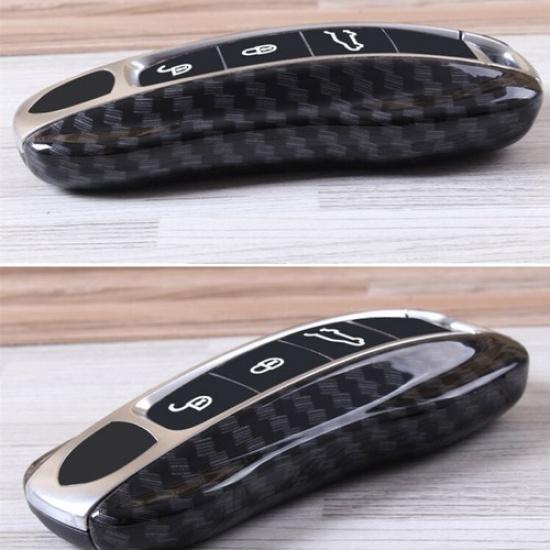 2pcs ABS Carbon Fiber Look Car Key Case Replace Cover For Porsche Panamera G2 TH