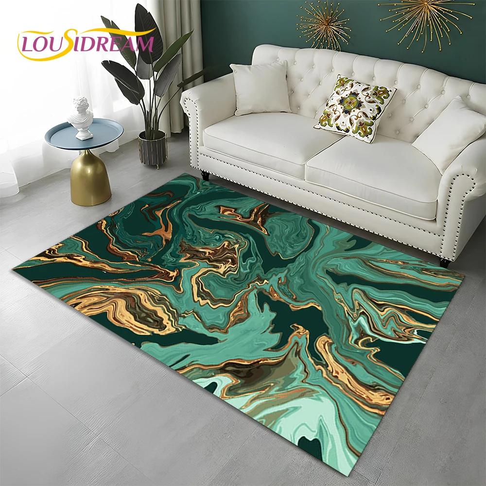 Green Gold Blue Black Marble Nordic Carpet Rug for Home Living Room Bedroom Sofa Doormat Decor,kid Area Rug Non-slip Floor Mat