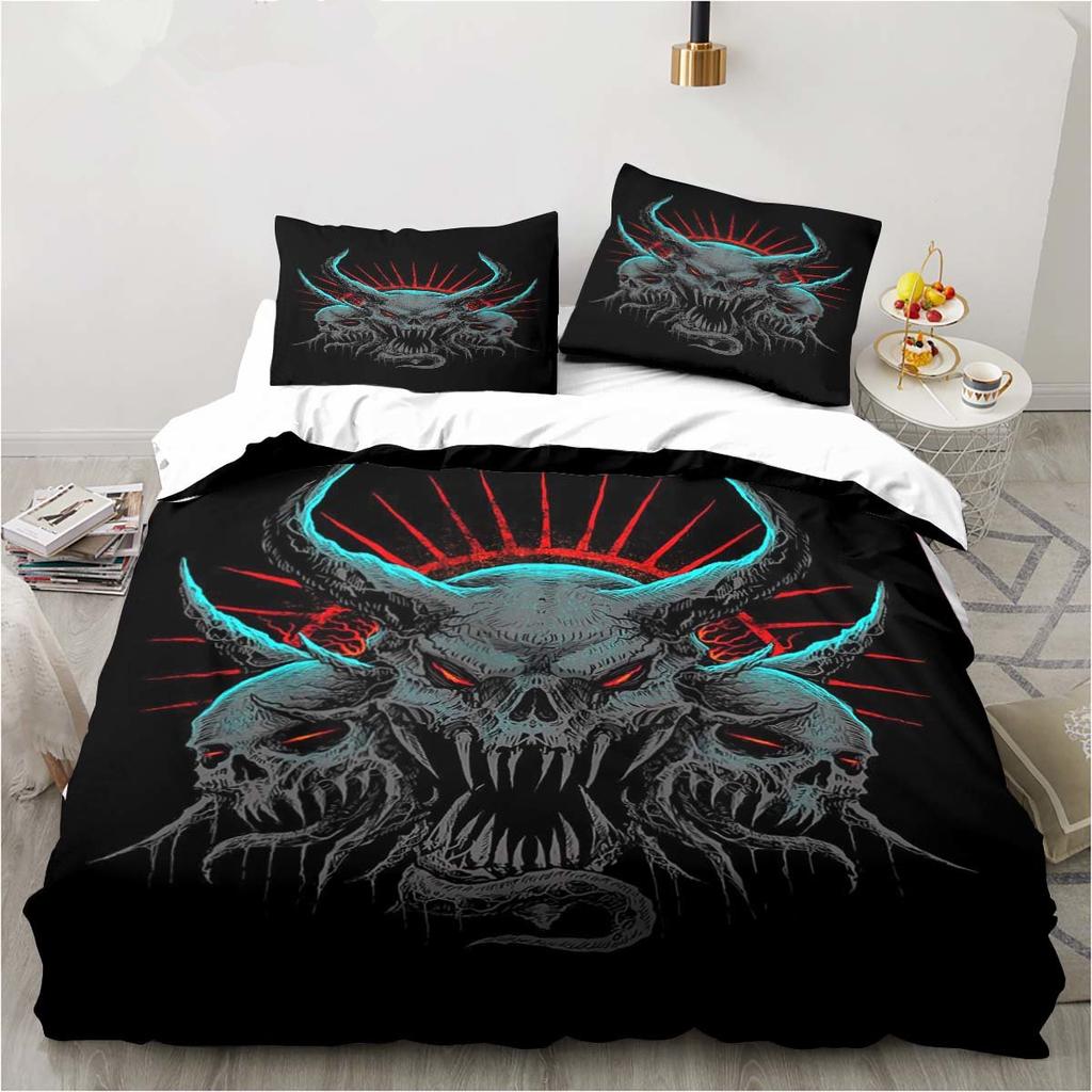 Baphomet Satan Demon Evil Duvet Cover Set Horror Evil Monster Bedding Set Full King Size Comforter Cover Christmas Navidad Gift