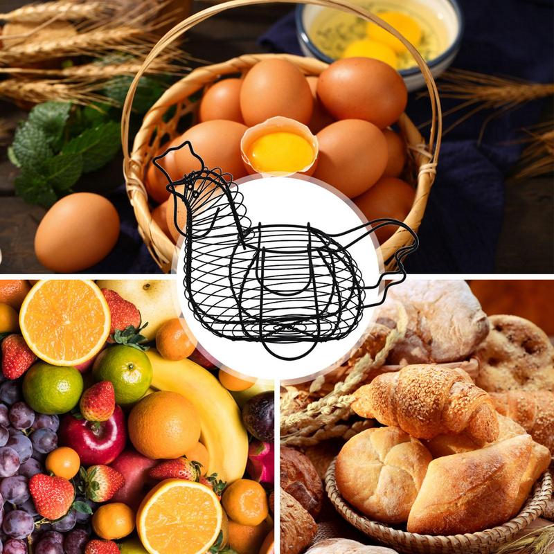 Cesto per Uova per Raccogliere Uova a Forma di Gallina Cesto per Uova in Filo di Ferro Grande Capacità Cesto Pratico per Raccogliere Cibo Uova