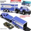 1:64 Flat Trailer Series Engineering Vehicle Double Decker Container Truck Alloy Diecast Car Model Children's Educational Toys