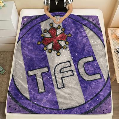 Toulouse Football Club Print Flannel Blanket, High Quality Comfortable for All Seasons, Home Decor, Warmth and Comfort