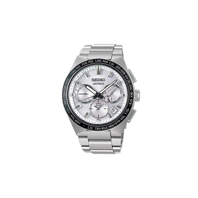 SEIKO Astron series 100 meters waterproof solar Quartz titanium strap men s watch silver dial SBXC117 синий
