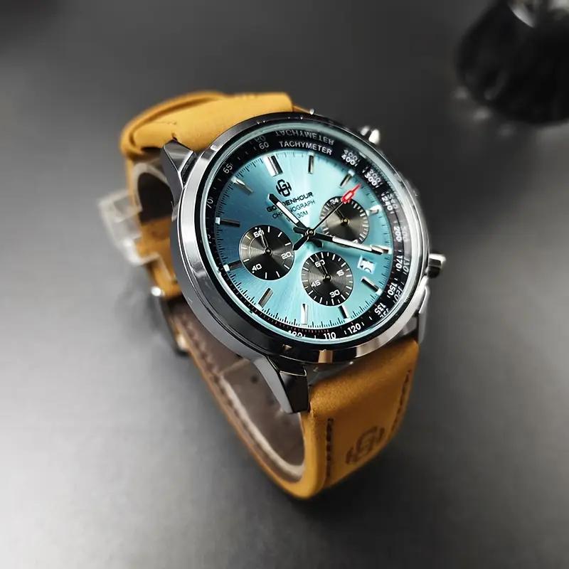 Luxury Mens Watch Fashion Leather Luminous Calendar Business Man Watch Waterproof Chronograph Gold Quartz Watches for Men