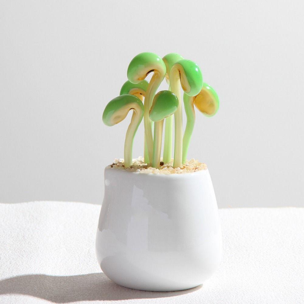 Creatieve Handgemaakte Glazen Potplanten Bloemen Ornament Platte Bodem Schattige Mini Bonsai Levendig Draagbaar Glazen Boeket Beeld Thuis