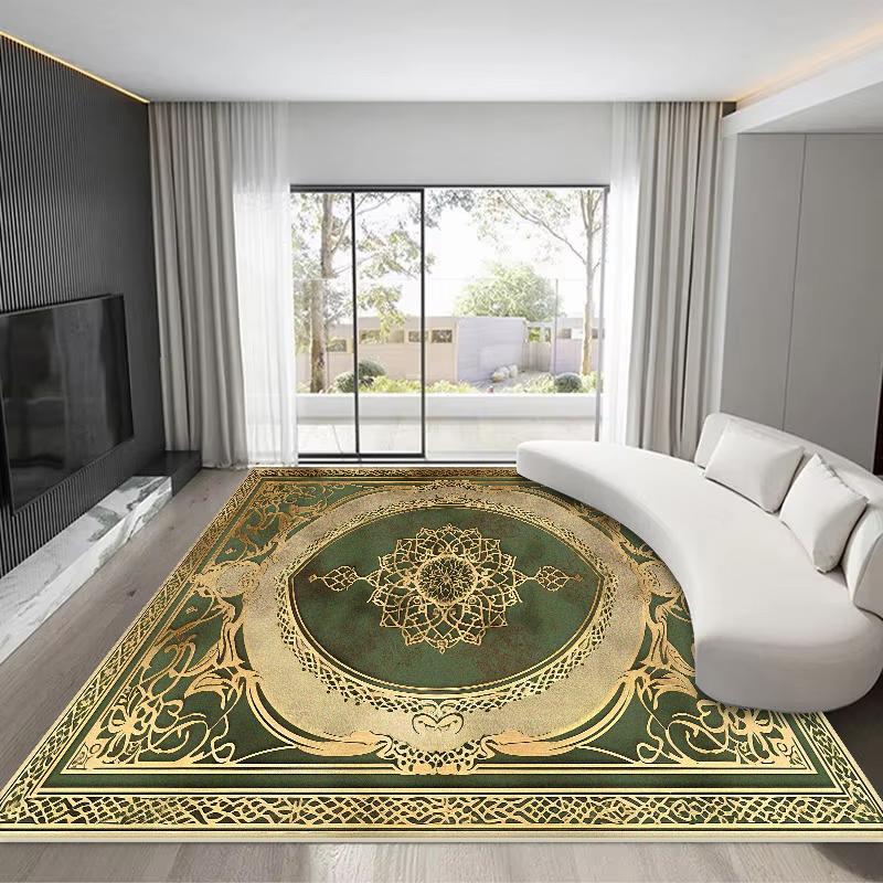 

Large Size Luxury Golden Carpet Living Room Decoration Home Sofa Table Beside Rug Bedroom Hotel Hall Non-slip Floor Mat Washable 60*90cm
