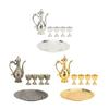 Turkish Tea Set Vintage Exquisite Luxurious Metal Teapot Tea Tray and 4 Cups Set for Home