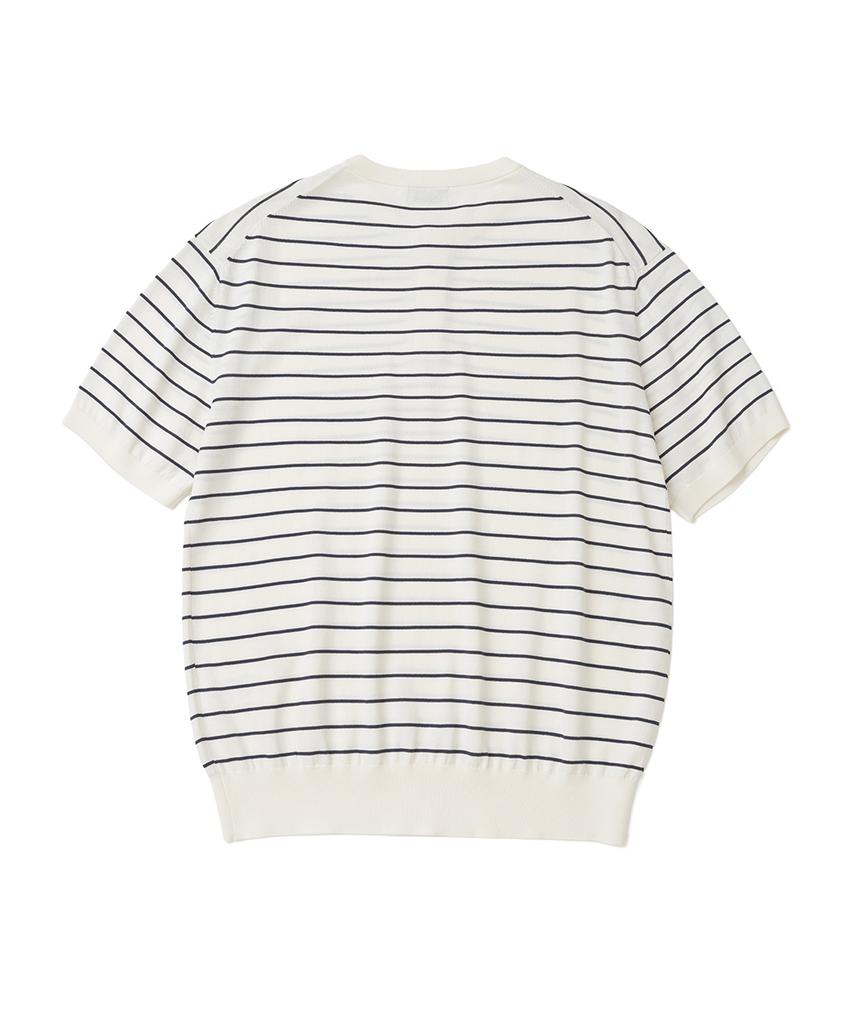 XOX Basic Cool Henley Neck Crop Short Sleeve Knit [Ivory St]
