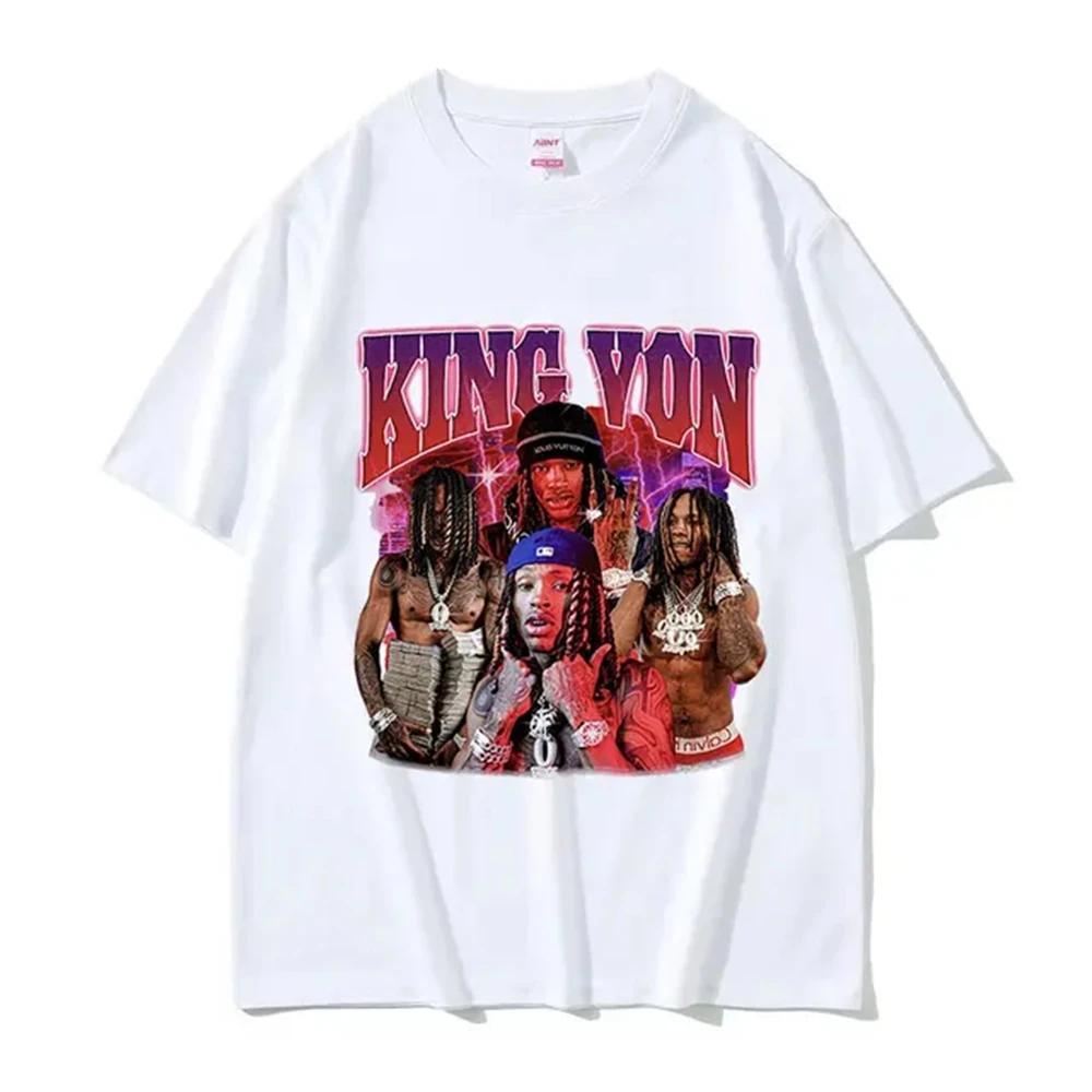 Rapper K-King Von Graphic T Shirt Men's Hip Hop Gothic Fashion Short Sleeve T-shirts Oversized T-shirt Streetwear 80312