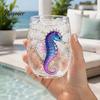 Unique Sea Creature Drinkware Octopus Stemless Wine Glass, 3D Marine Animal Printed Bar Shape Cocktail Cup Borosilicate Glassware, for Cocktails