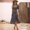 Damen Sommerkleid mit Print, zweiteilig, schmal, für den Urlaub, elegant, A-Linie, langes Kleid