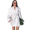 Women's Summer New Fashion Printed Loose Suit Collar Tie Waist Fitted Suit Jacket