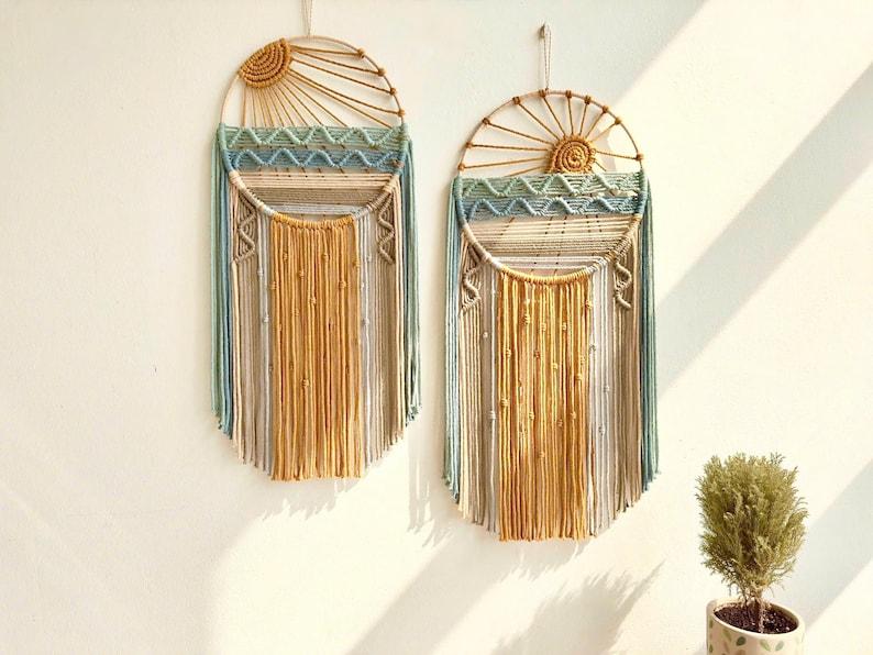 Macrame Sunrise Sunset Wall Hanging: Boho Beach Decor
