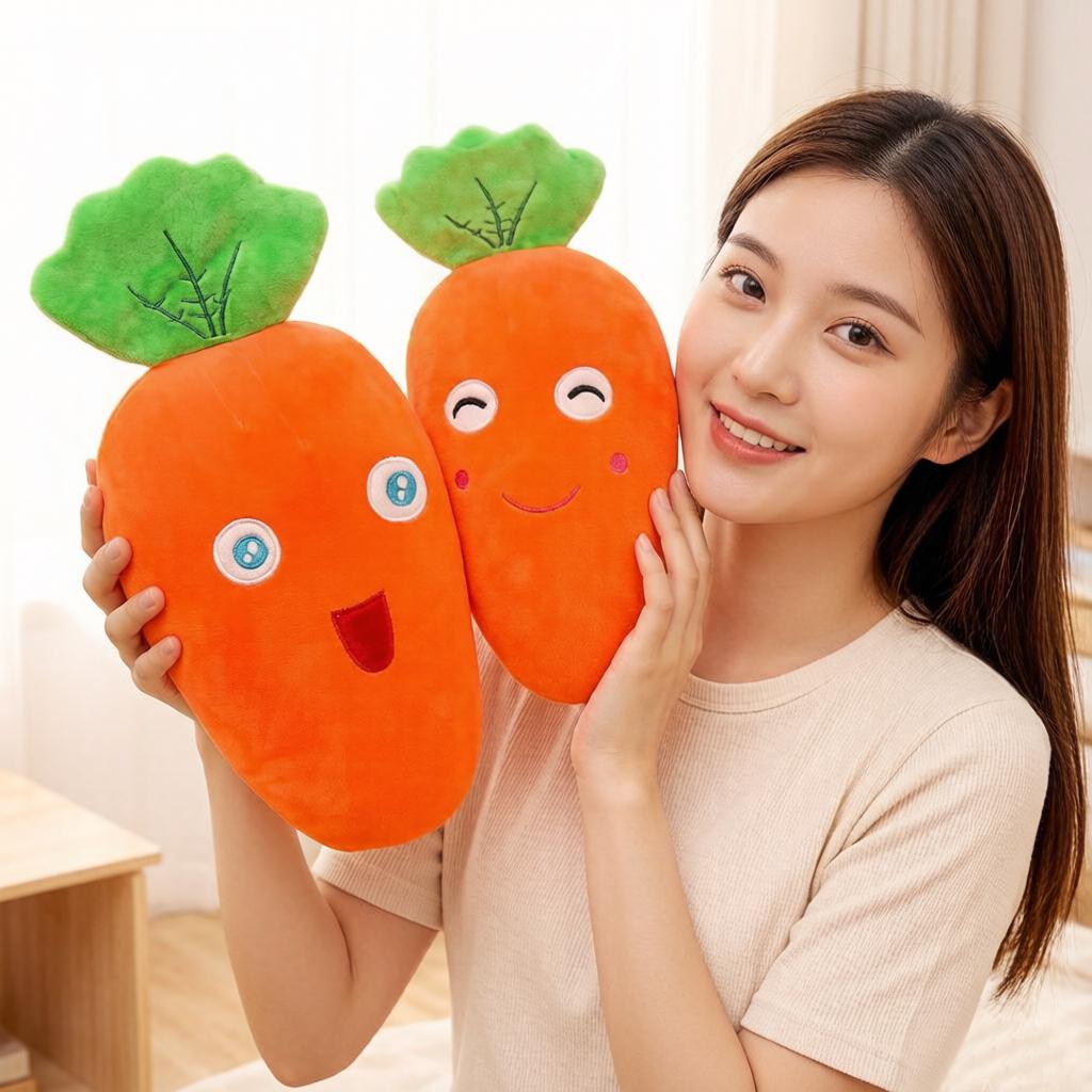 Practical Home Decor Unisex 40/50Cm Squishy Carrot Turnip Plush Pillow Stuffed Smiling Kawaii Face Vegetable Long Bolster Sleeping Companion Gift