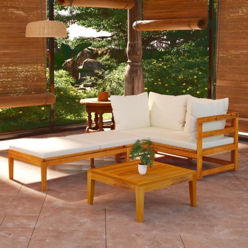 Day and Night - Day and Night Garden Furniture 3 Pieces with Cream Acacia Wood Cushions