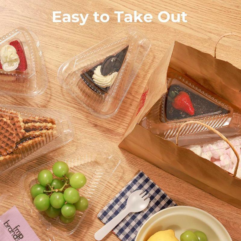 50/100Pcs Cake Slice Container Clear Triangle Dessert Box Reusable Food Packing Box Stackable Sandwich Holder For Fruit Cake